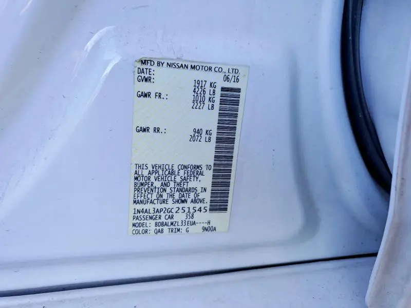 2016 NISSAN ALTIMA 2.5 SV  