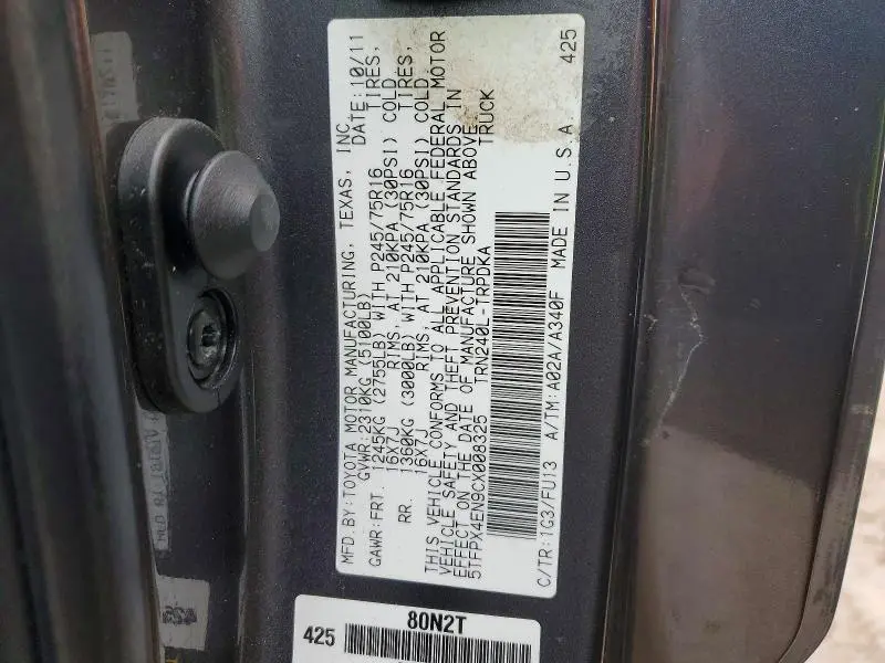 2012 TOYOTA TACOMA BASE  