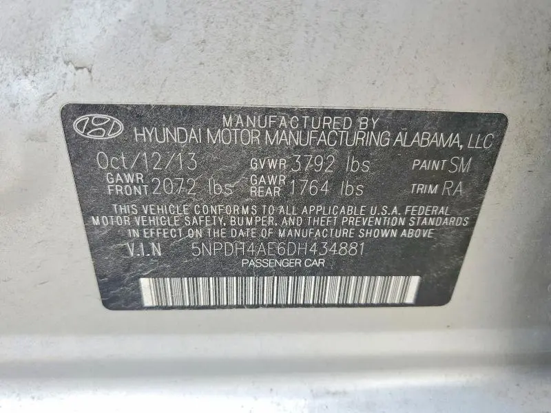 2013 HYUNDAI ELANTRA GLS  