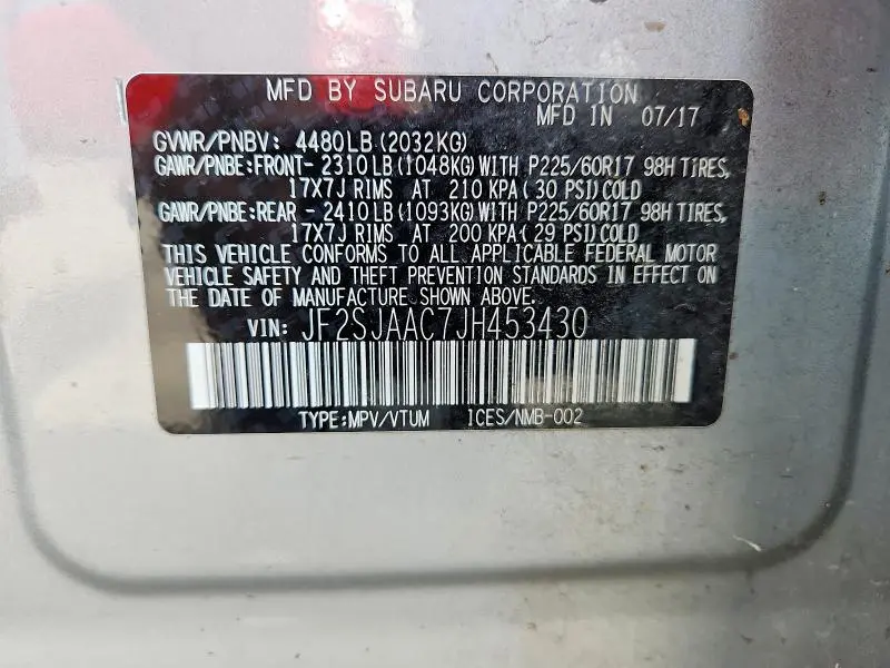 2018 SUBARU FORESTER 2.5I  