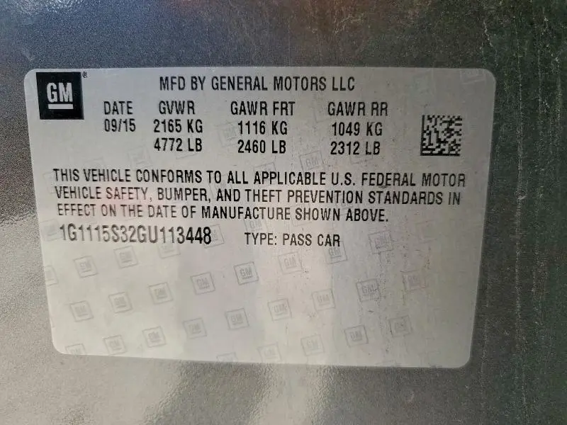 2016 CHEVROLET IMPALA LT  