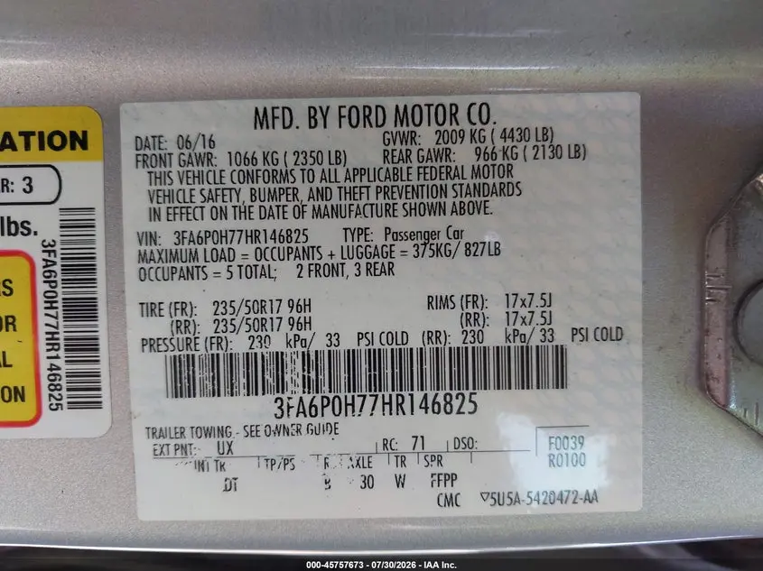 2017 FORD FUSION SE