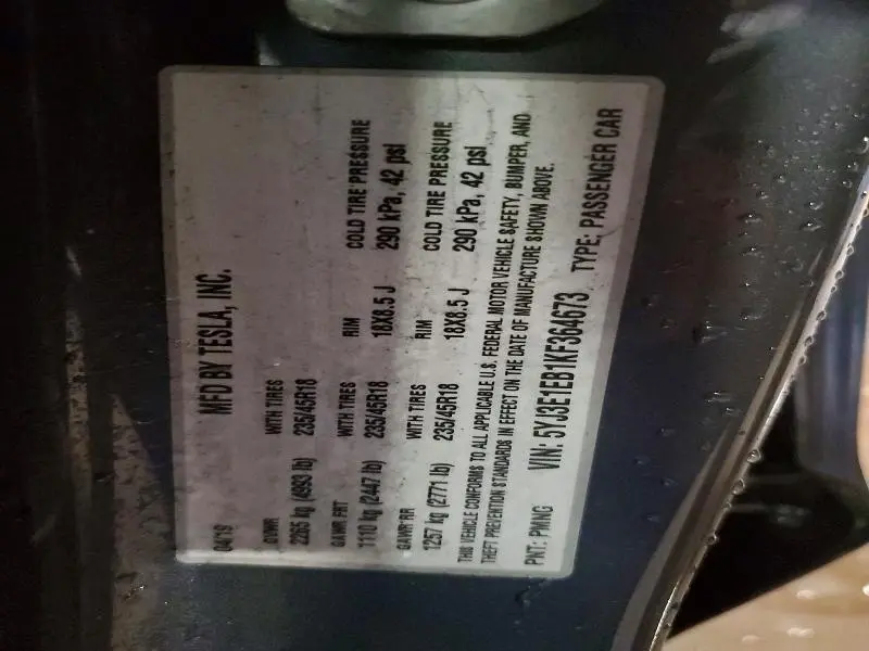 2019 TESLA MODEL 3   