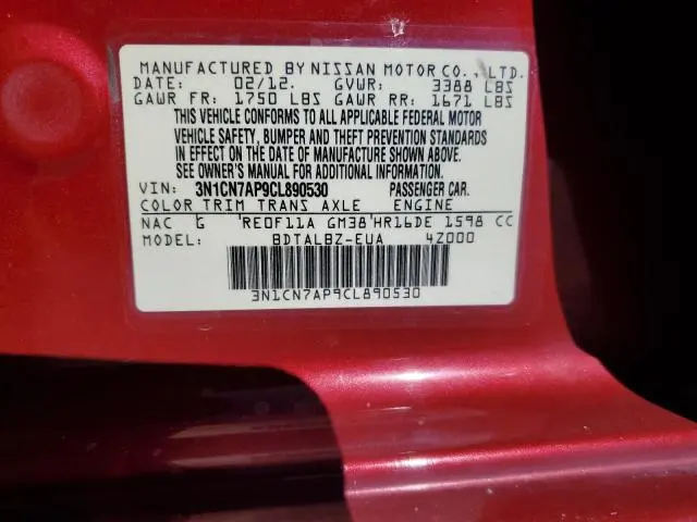 2012 NISSAN VERSA S  