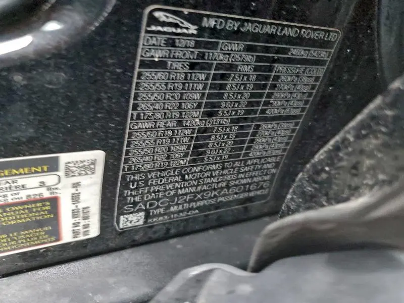 2019 JAGUAR F-PACE PREMIUM  