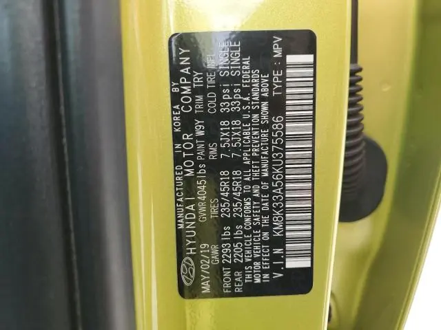 2019 HYUNDAI KONA LIMITED  