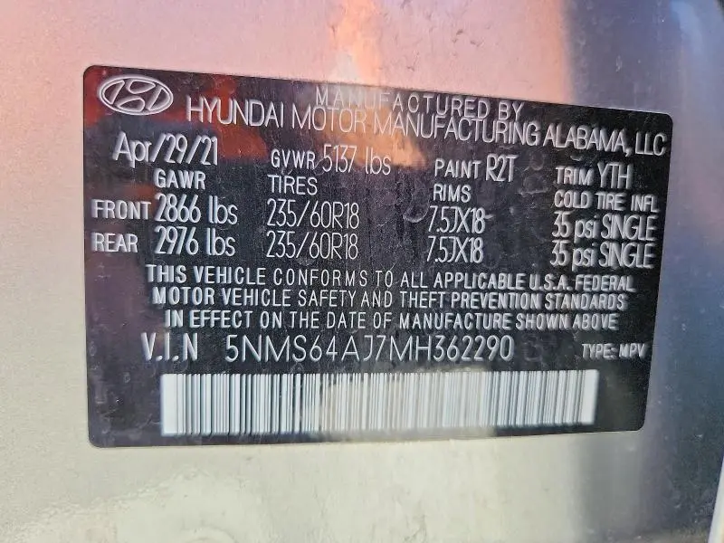 2021 HYUNDAI SANTA FE SEL  