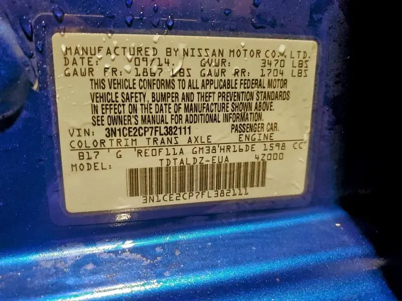 2015 NISSAN VERSA NOTE S  