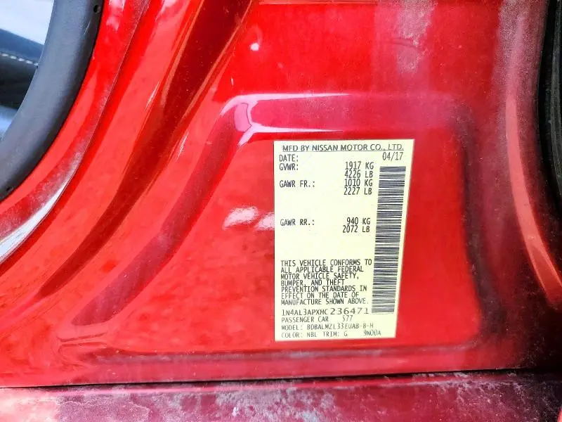 2017 NISSAN ALTIMA 2.5 SV  