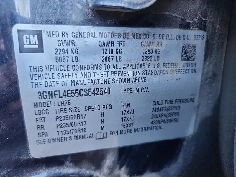 2012 CHEVROLET CAPTIVA SPORT  