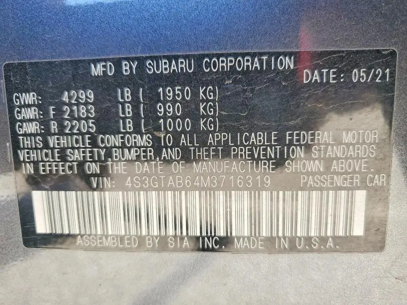 2021 SUBARU IMPREZA   