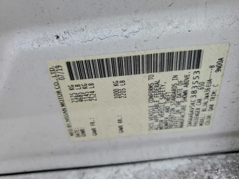 2019 NISSAN MAXIMA S  