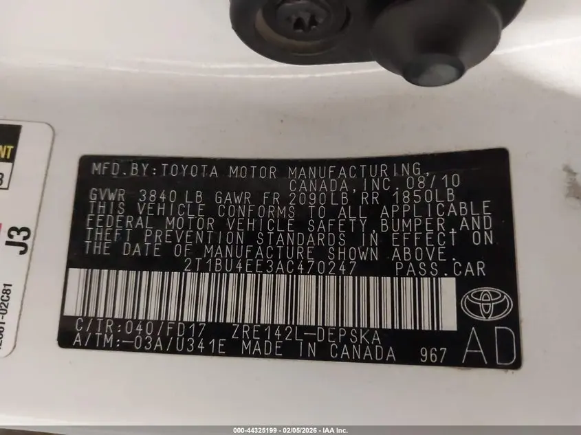 2010 TOYOTA COROLLA S