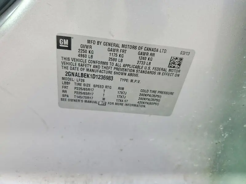 2013 CHEVROLET EQUINOX LS  