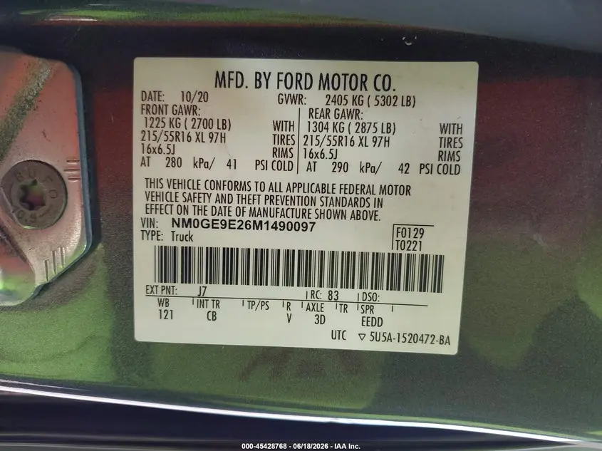 2021 FORD TRANSIT CONNECT XL PASSENGER