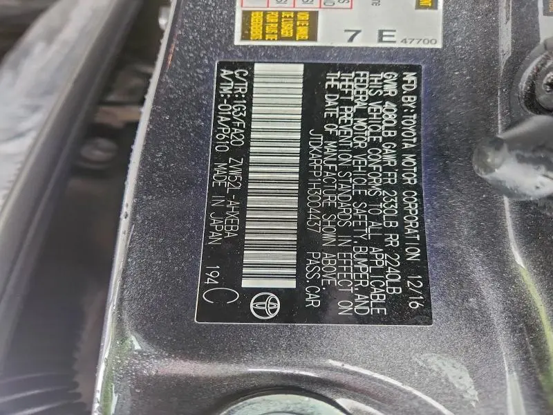 2017 TOYOTA PRIUS PRIME   