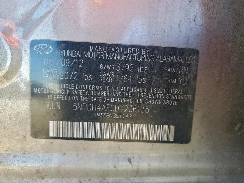 2013 HYUNDAI ELANTRA GLS  