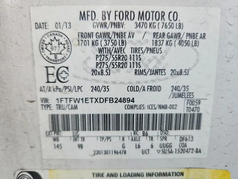 2013 FORD F150 SUPERCREW  