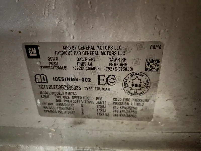 2016 GMC SIERRA K1500  