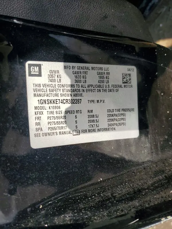 2012 CHEVROLET SUBURBAN K1500 LTZ  
