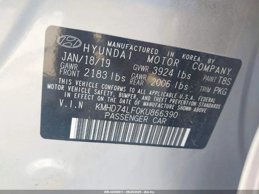 2019 HYUNDAI ELANTRA SE