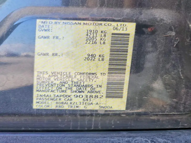 2013 NISSAN ALTIMA 2.5 S  