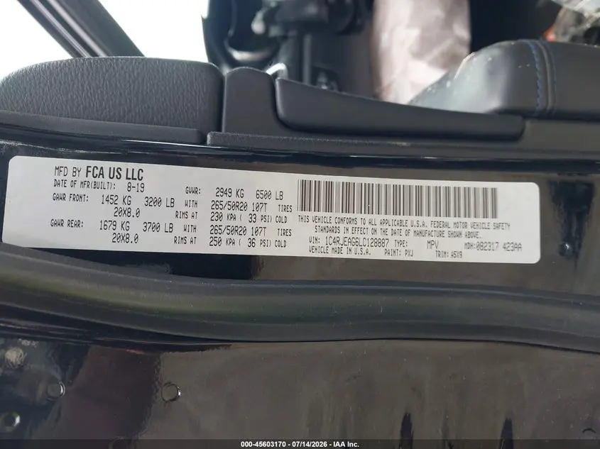 2020 JEEP GRAND CHEROKEE UPLAND 4X2