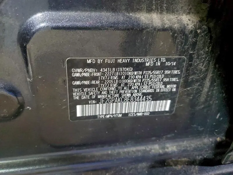 2014 SUBARU XV CROSSTREK 2.0 LIMITED  