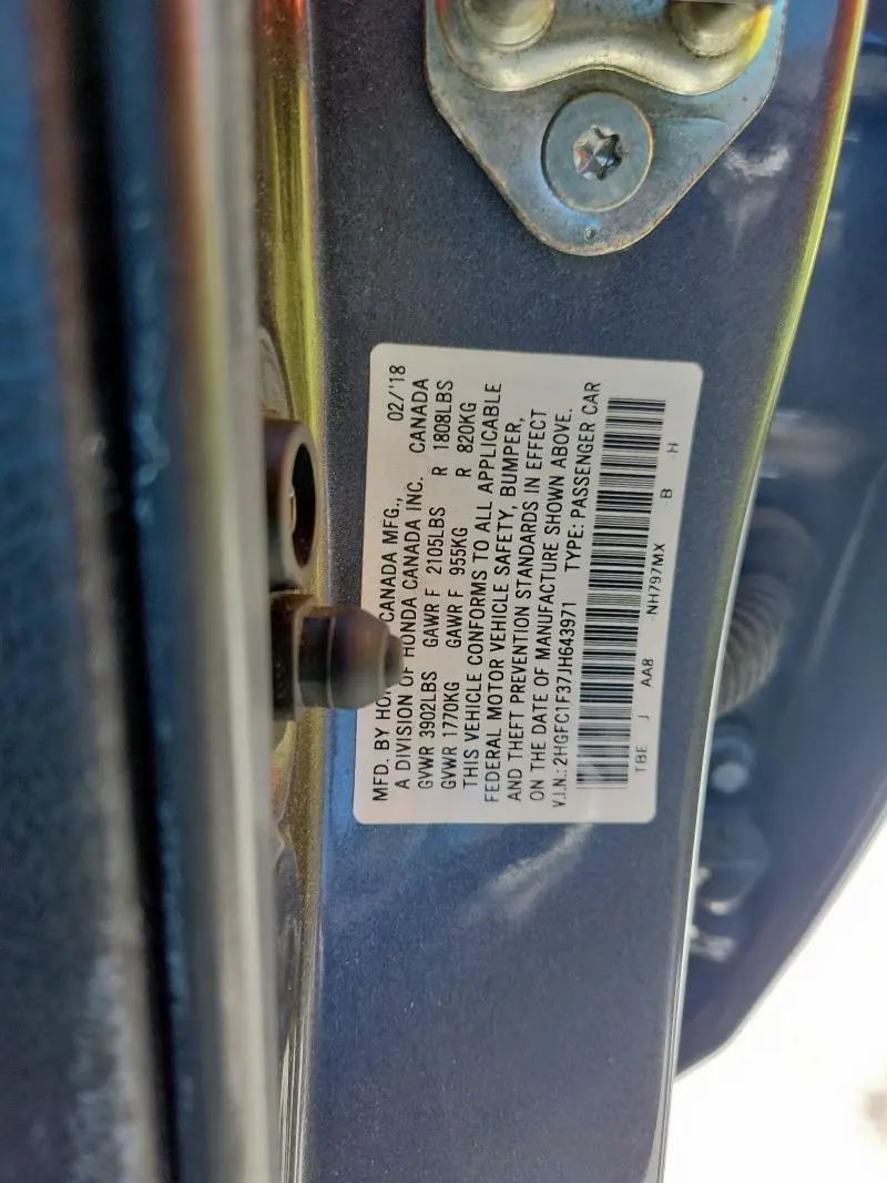 2018 HONDA CIVIC EX  
