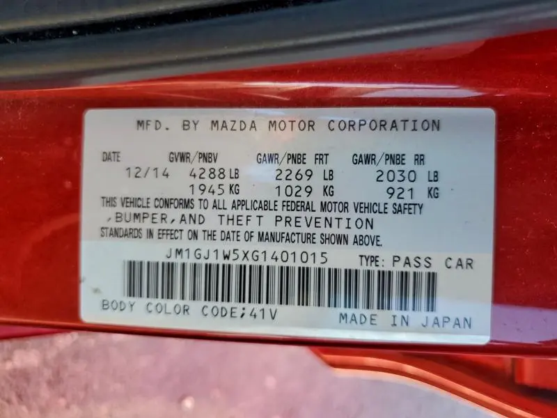 2016 MAZDA 6 GRAND TOURING  