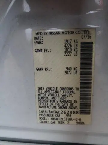 2016 NISSAN ALTIMA 2.5  