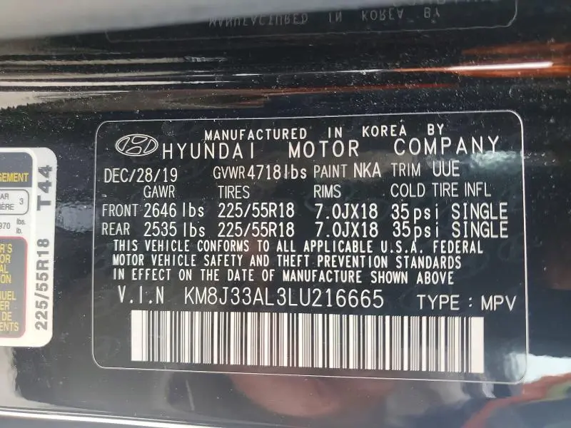 2020 HYUNDAI TUCSON LIMITED  