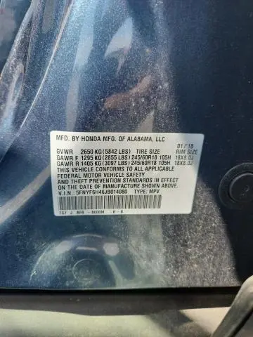 2018 HONDA PILOT EX  