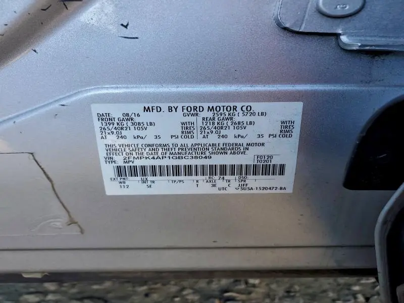 2016 FORD EDGE SPORT  