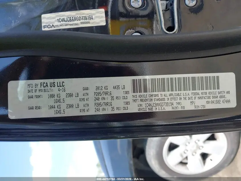 2016 JEEP COMPASS SPORT