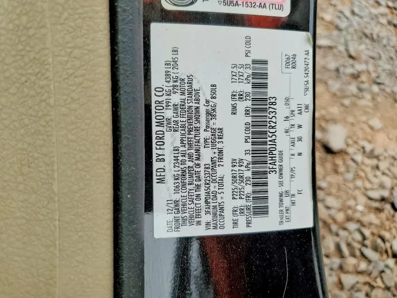2012 FORD FUSION SEL  