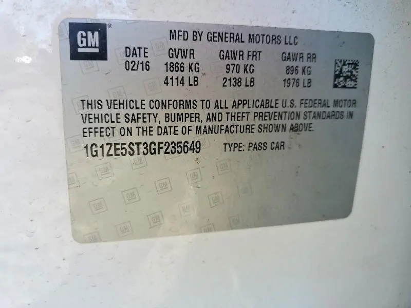 2016 CHEVROLET MALIBU LT  