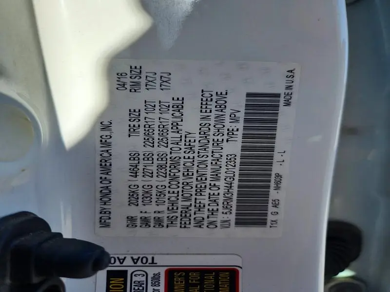 2016 HONDA CR-V SE  