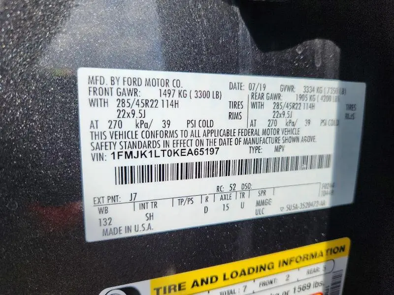 2019 FORD EXPEDITION MAX PLATINUM  