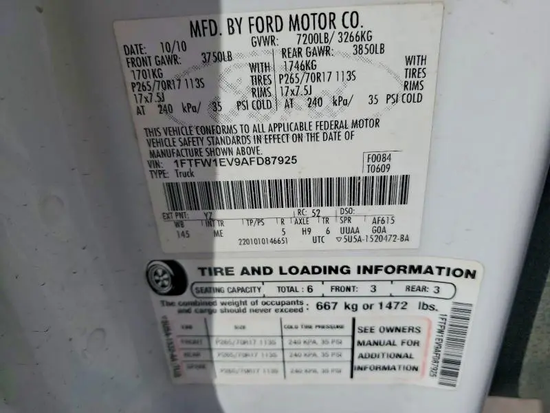 2010 FORD F150 SUPERCREW  