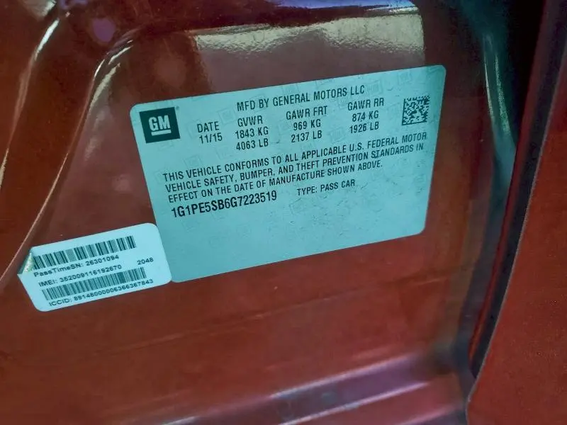 2016 CHEVROLET CRUZE LIMITED LT  