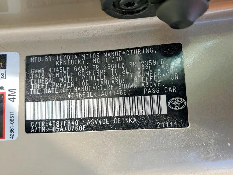 2010 TOYOTA CAMRY LE  