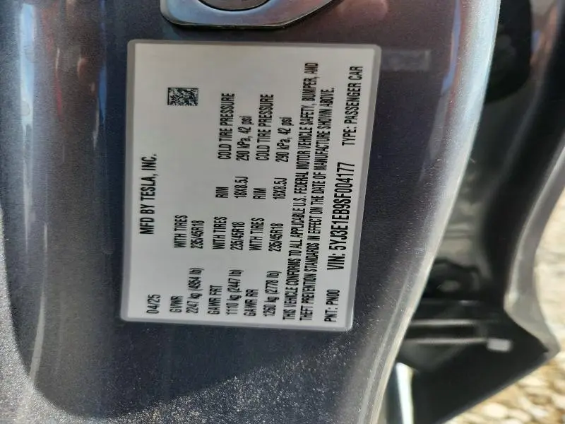 2025 TESLA MODEL 3   