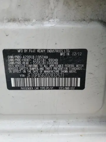 2013 SUBARU IMPREZA SPORT LIMITED