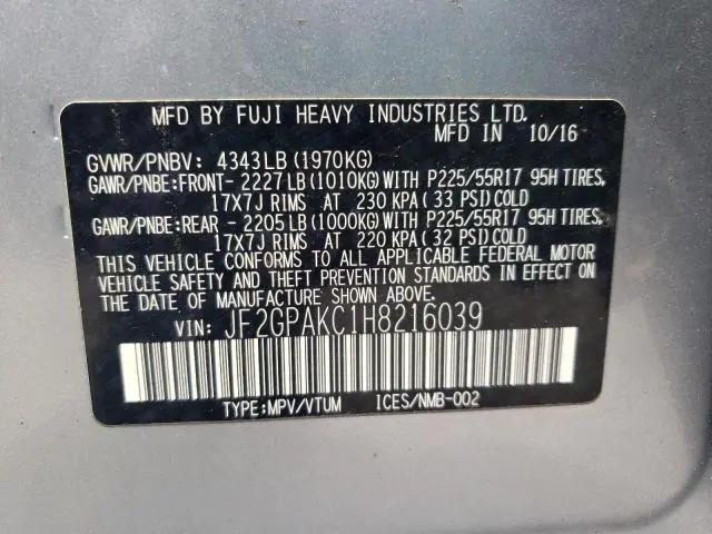 2017 SUBARU CROSSTREK LIMITED  