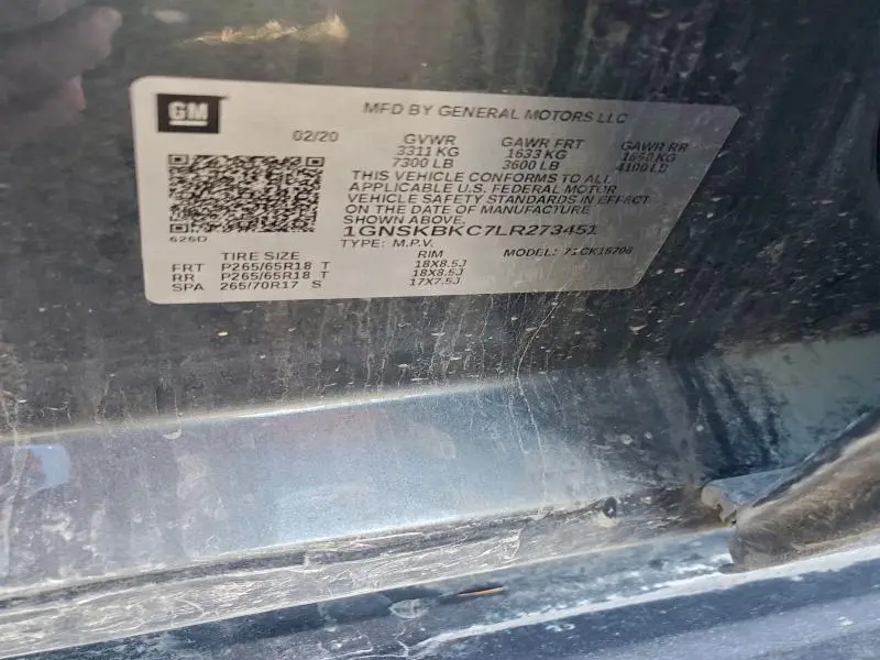 2020 CHEVROLET TAHOE K1500 LT  