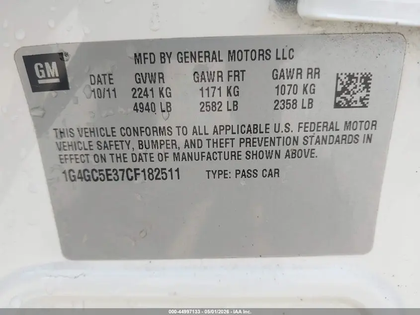 2012 BUICK LACROSSE LEATHER GROUP