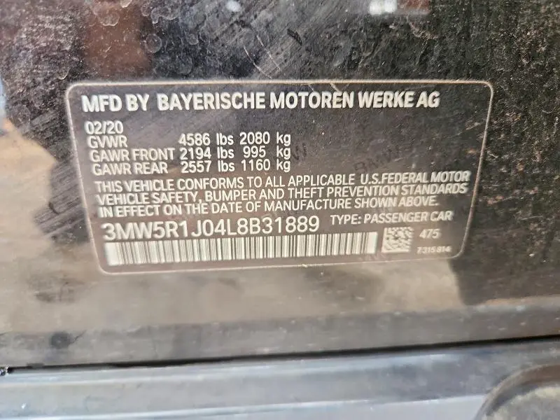 2020 BMW 330I   