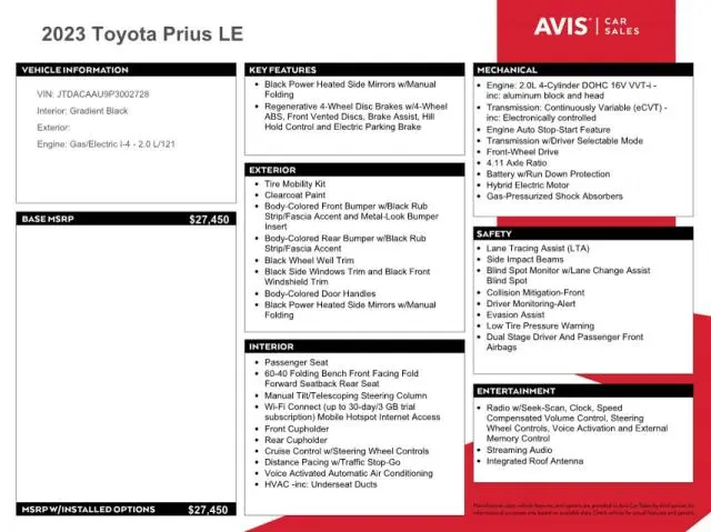 2023 TOYOTA PRIUS LE  