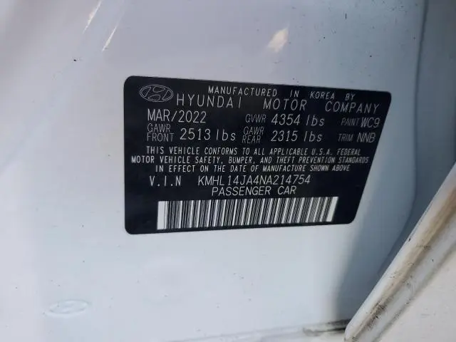 2022 HYUNDAI SONATA SEL  